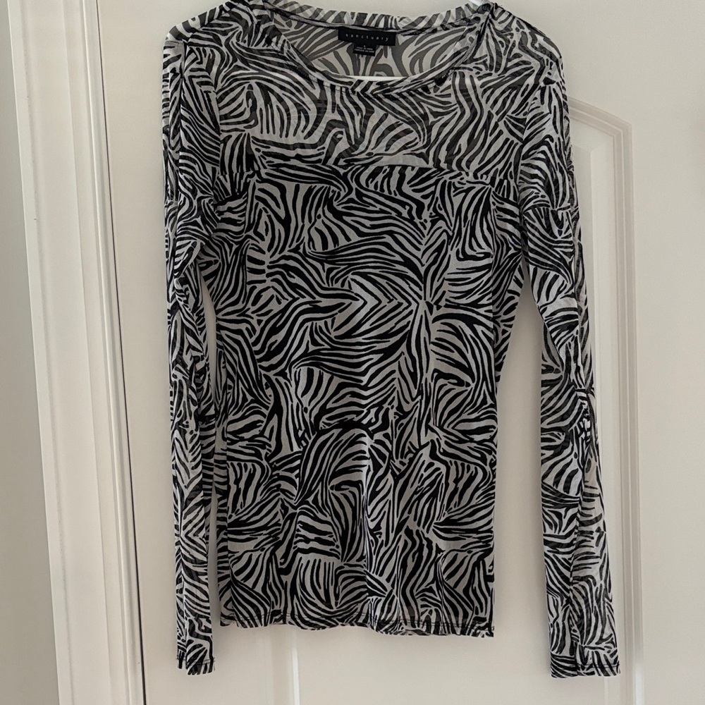 Sanctuary Black and White Zebra Print Blouse